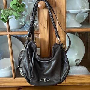 Elliott Lucas Brown Pebbled Leather Hobo Shoulder Crossbody Bag